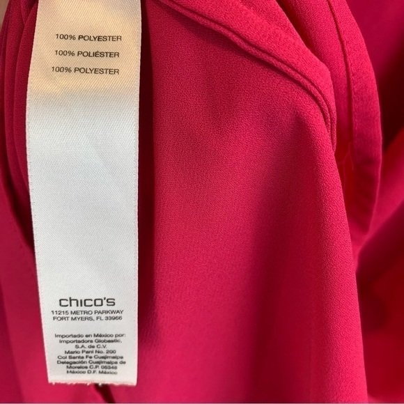 Chico's sz 3/XL Hot Pink Fuchsia Oversized Short Sleeve Button Up Blouse - Picture 5 of 7